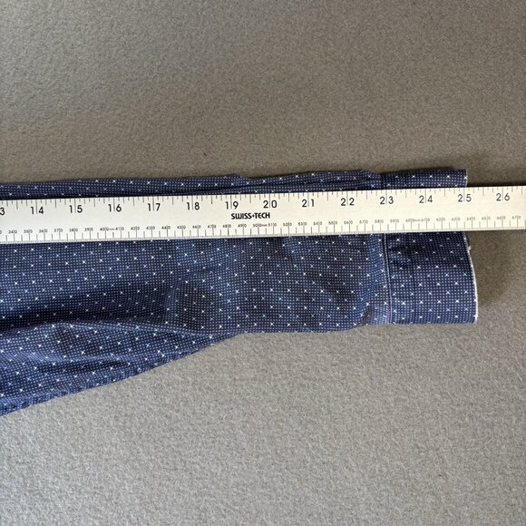 Au Noir Mens Button Up Shirt Size 4 Blue Polka Dot Flip Cuff Going Out Faded - Picture 13 of 16